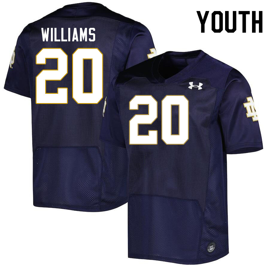 Youth #20 Aneyas Williams Notre Dame Fighting Irish College Football Jerseys Stitched-Navy